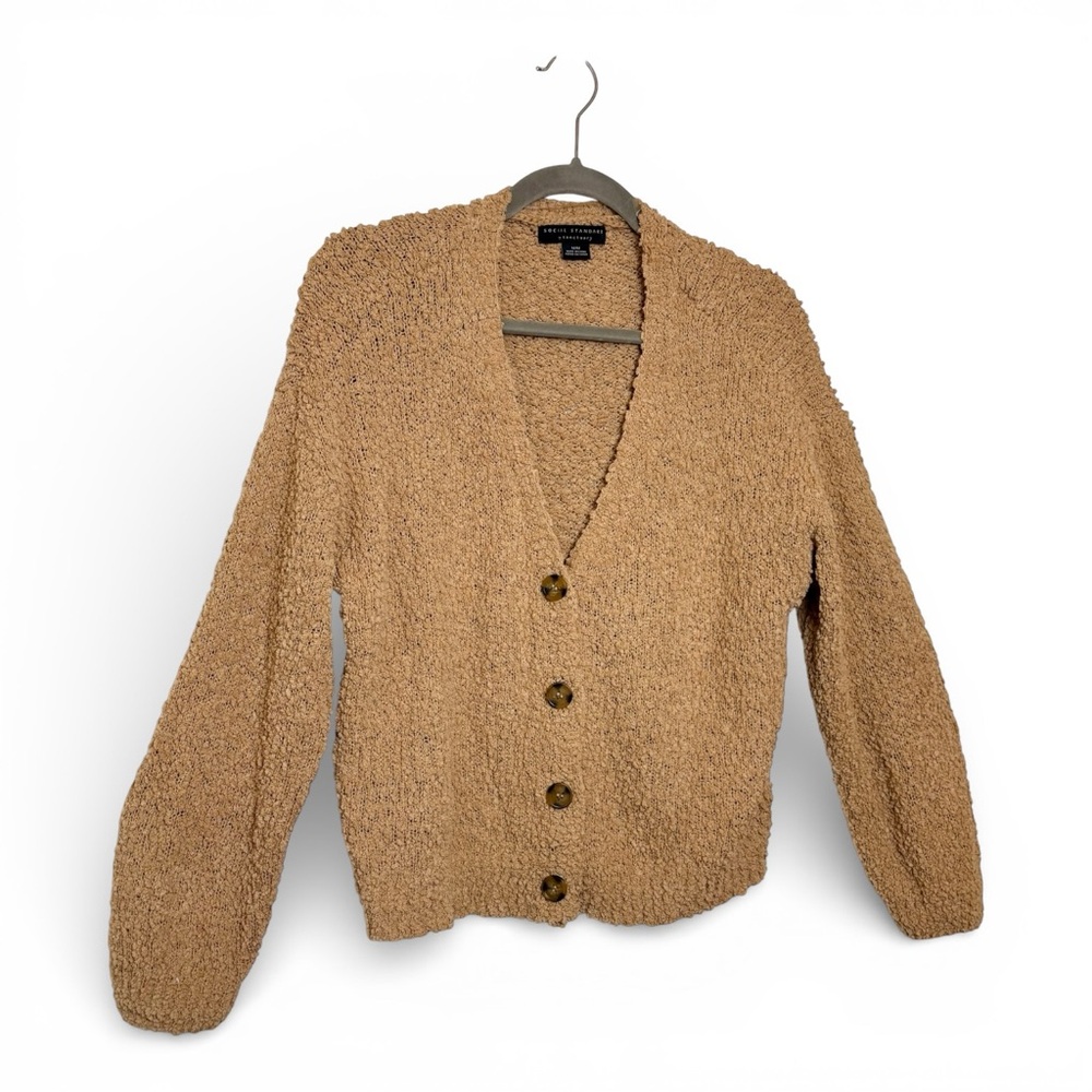 Social Standard by Sanctuary Camel Brown Textured Cardigan Preppy Medium - Picture 2 of 8